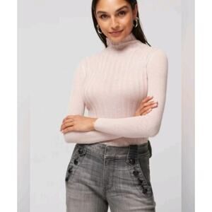 White House Black Market Cashmere Blend Pink Long Sleeve Mockneck Sweater Small